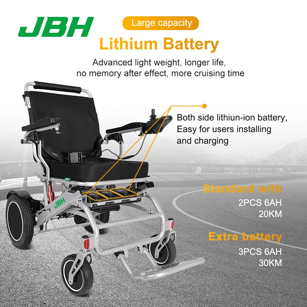 Jbh Upgraded Aluminium Motorized Lithium Battery Wheelchair with Storage Bag