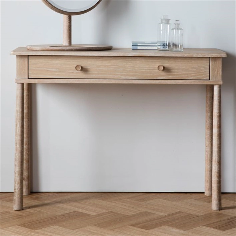 modern Simple Bedroom Furniture Natural White Solid Oak Wooden Dresser Wood Dressing Table Makeup Table 1 Large Drawer Vanity Table