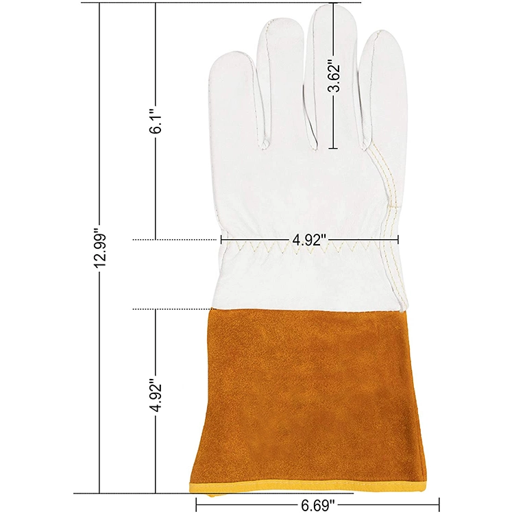 Length Cowhide Split Leather Goatskin MIG TIG Welder Welding Gloves with BBQ