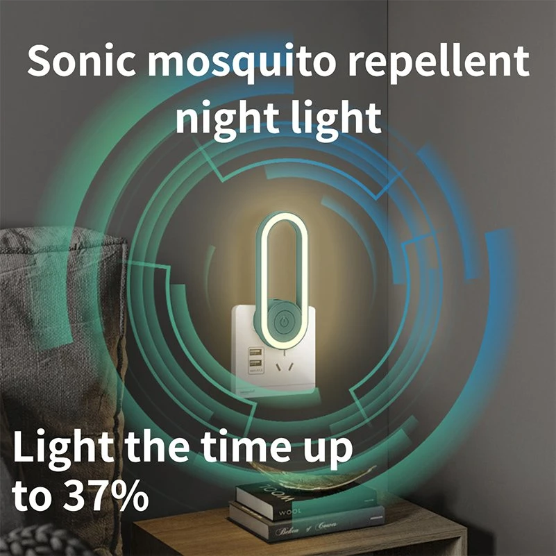 Pest Repeller ultrasónico electrónica LED USB Lámpara de Asesino de mosquitos para el hogar dormitorio