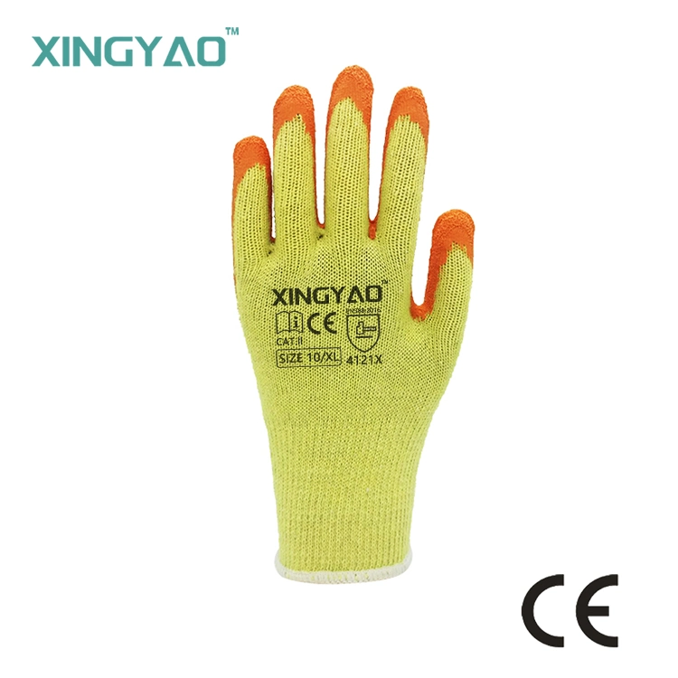 Factoryshop 10gauge5thread (21Yarn) Polyester / Cotton Rubber / Latex Palm Dipped Coated Safety Work Gloves for Construction Warehouse Gardening