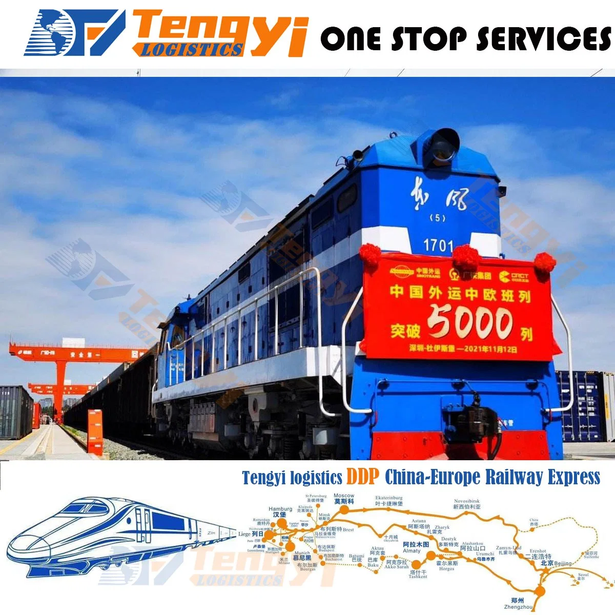 Shipping Cargo Agent DDP Europe Railwayfrom China Shenzhen Guangzhou to Germany Italy Poland UK Railway Express