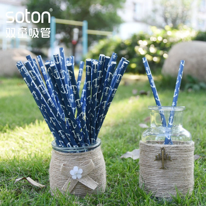 Party Disposable Biodegradable Anchor Paper Straw