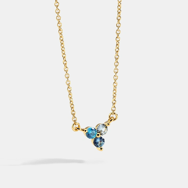 Latón chapado en oro de moda Mayorista/Proveedor Blue Zircon de cristal Colgante Collar de Piedras Preciosas Joyas para mujer