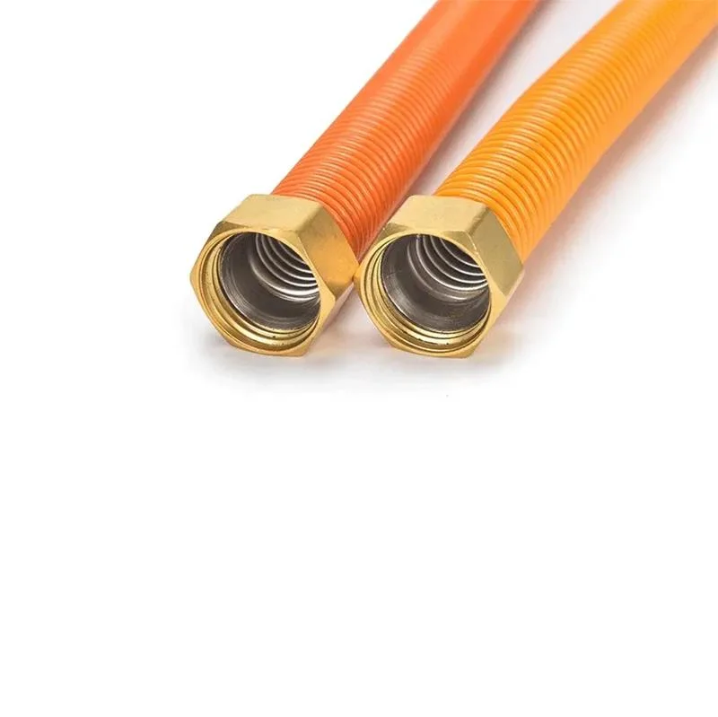 Tubo flexible corrugado de acero inoxidable manguera de estufa de gas naranja