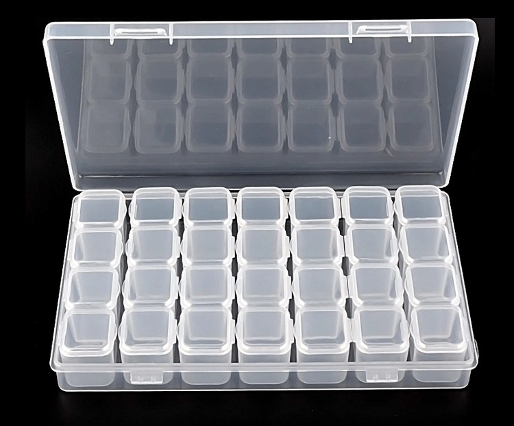 28 Cells Nail Art Storage Case Rhinestones Gems Accessories Clear Plastic Empty Container for Rhinestones Beads Organizer Box