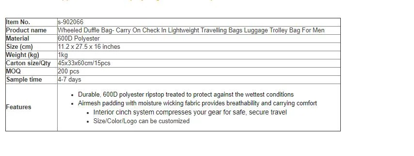 Promotion Trolley Travel Luggage Bag Set Include Wheeled Bag Garment Duffel Bag and Toiletry Cosmetic Bag Shoe Bag and Shopping Tote Bag Laptop Bag