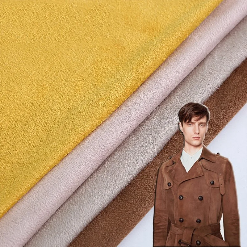 Tissu Recyclé un côté doux au toucher daim 100 % polyester Tissu pour manteau en daim