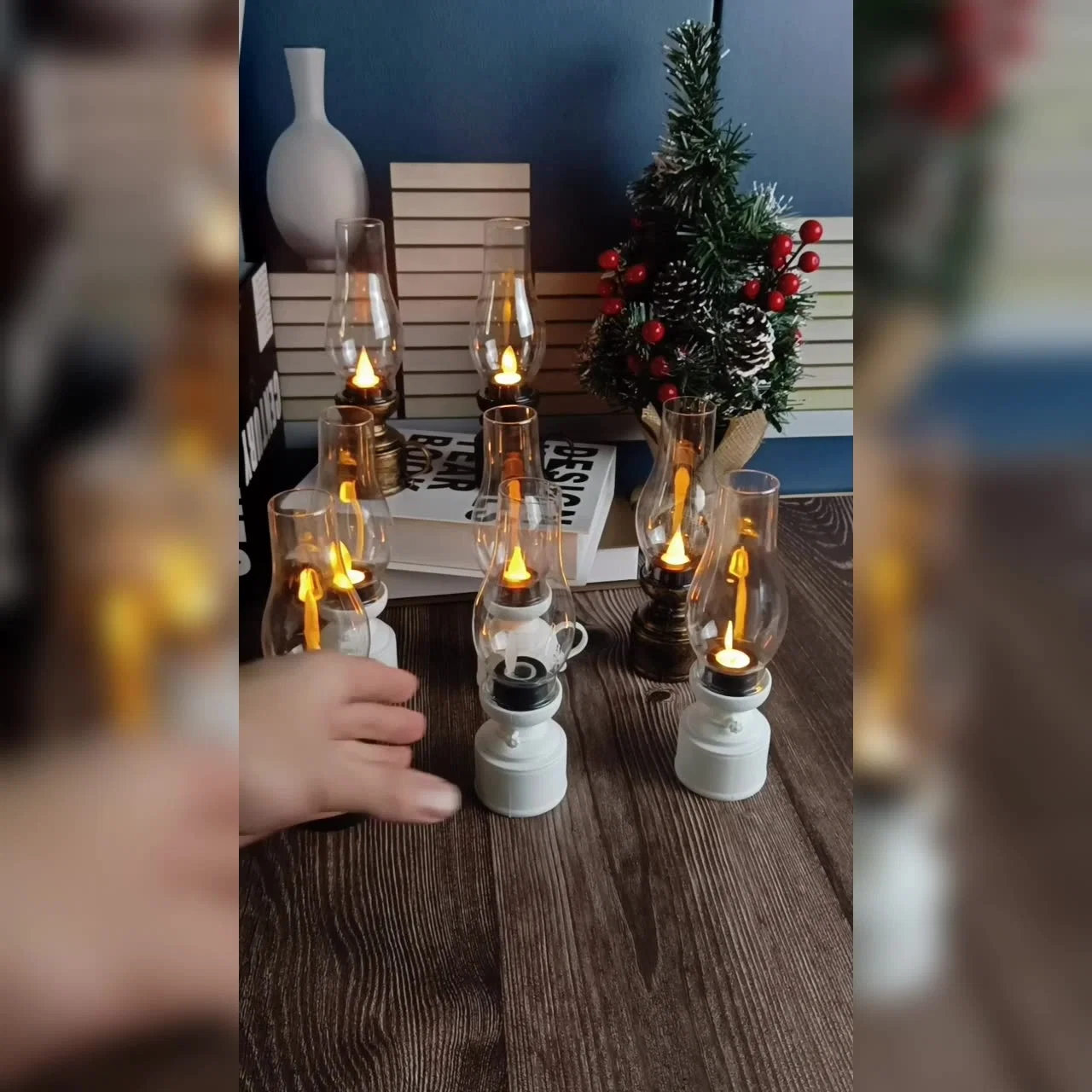 Querosene LED lâmpada LED de Natal Velas Home Jardim de plástico de decoração da mesa de iluminação decorativa