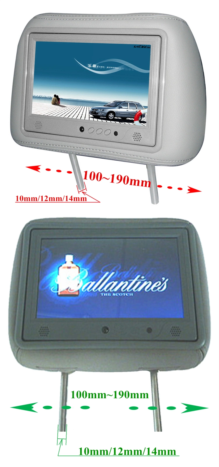 Bus Advertising Headrest 7 Inch Android OPS Module Digital Signage LCD OEM Screen Bus Panel