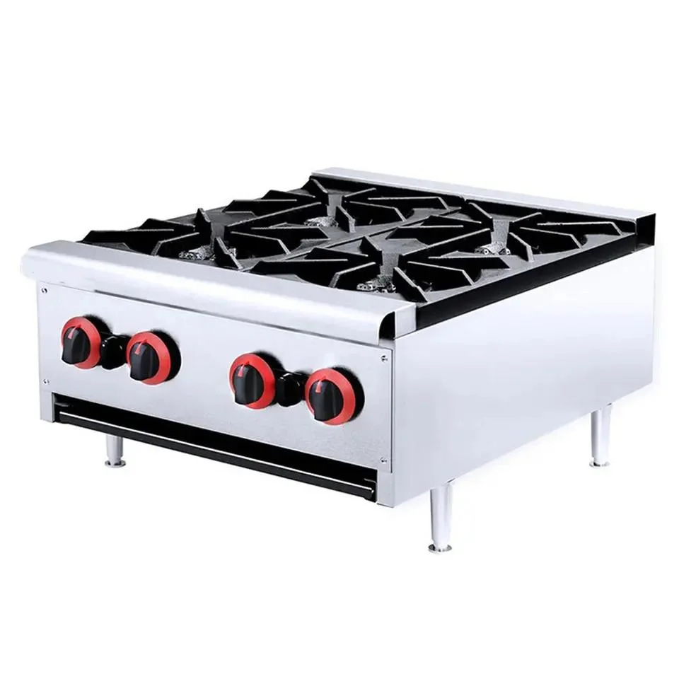 Fábrica Icook Aprobación CE comercial equipamiento de cocina 4 quemadores cocina de gas con horno de gas en acero inoxidable de pie