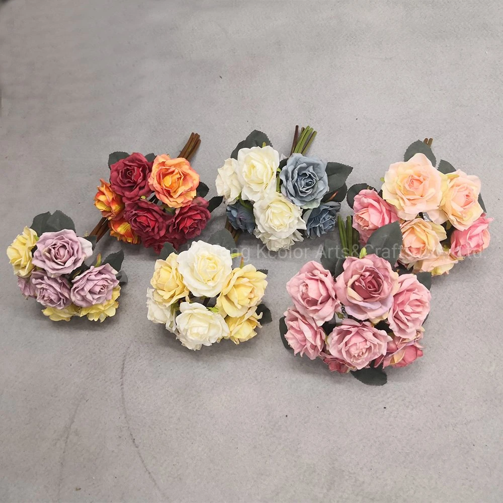 Wedding Decorative Silk Flower Bouquet Wholesale/Supplier Rose Artificial Flower for Home Decoration