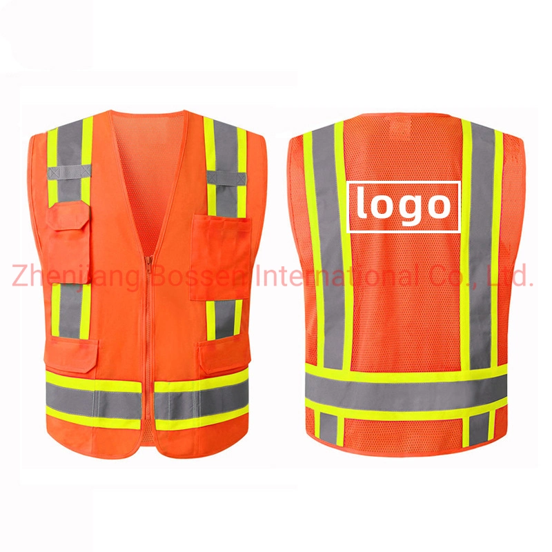 Original Factory OEM Custom Logo Printed Reflective Hi Vis Security Safety Vest