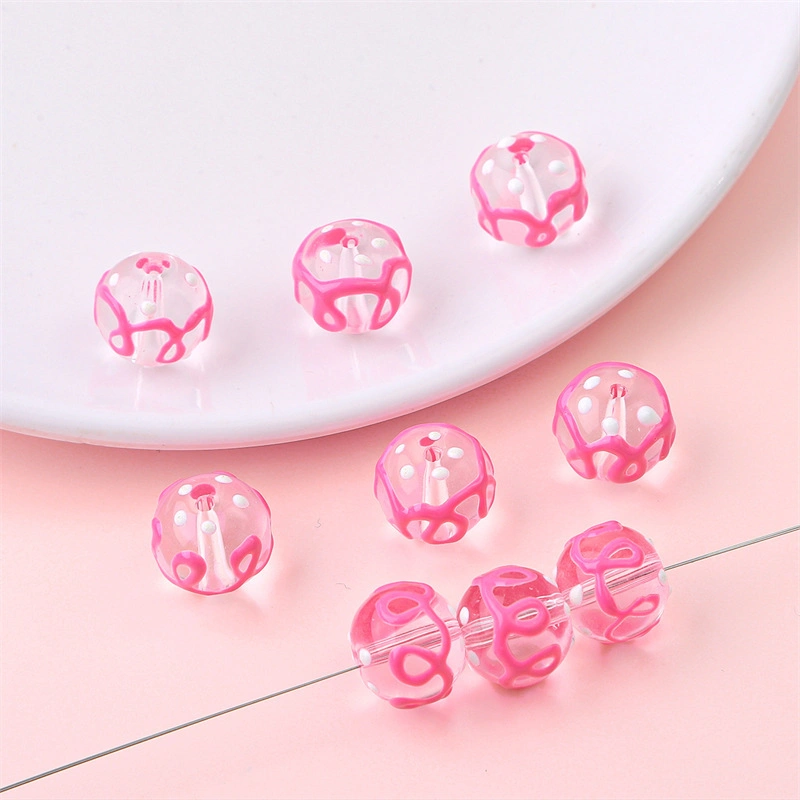 Cartoon Drop Oil Loose Beads Jewelry Accessories Stripe DIY Bracelet Glass Beads