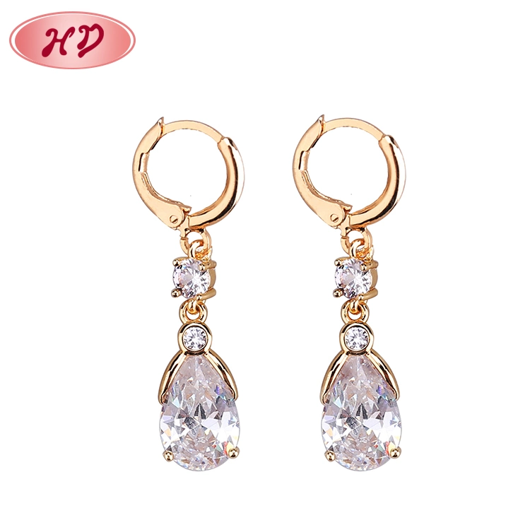 18K 14K Gold Color Fashion Heart-Shaped Drop Earring for Women Jewelry