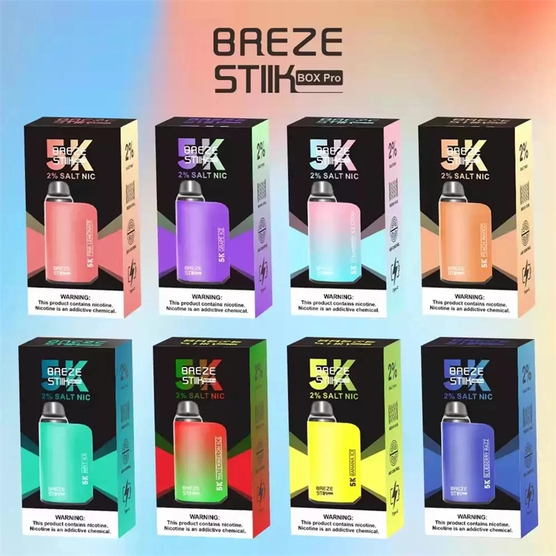 New E Cigarette Mesh Coil Breze Stiik Box PRO Vapes Puff Bar 5000 Puffs Rechargeable Disposable/Chargeable Vape Pod Pre-Filled 12ml Cartridge vapes Vaporizer Pen