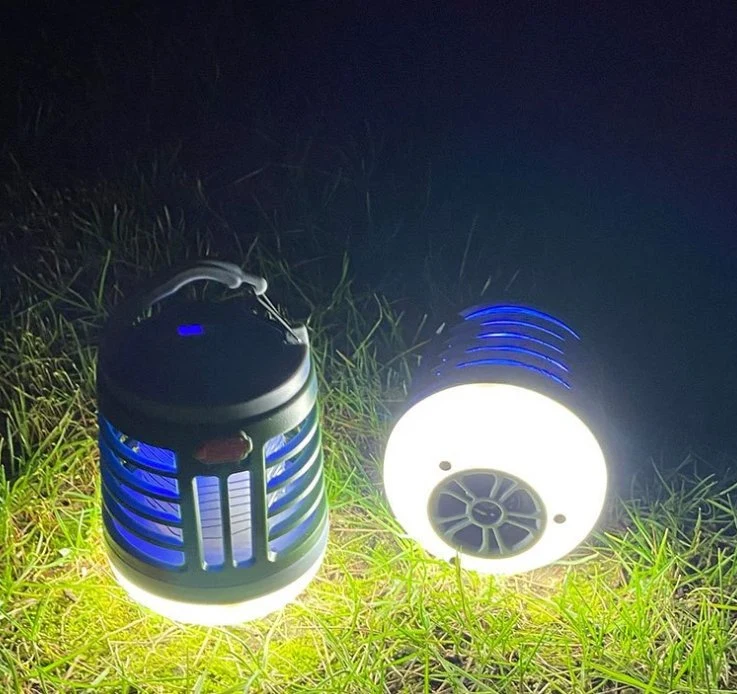 Wholesale/Supplier Rechargeable Camping Lantern Mosquito Killer Lamp 2 in 1 Electric Shock UV LED Lighting Bug Zapper Bluetooth Speaker Camping Tent Light