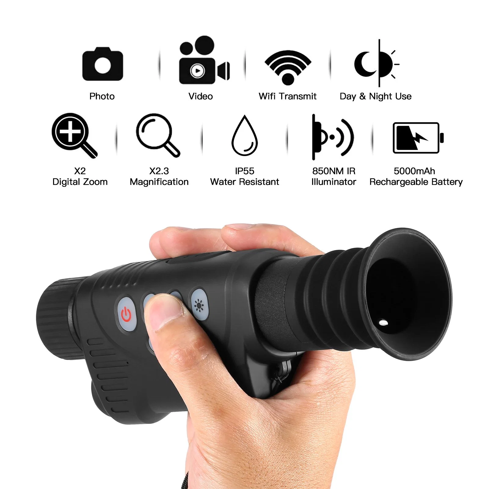 1080P 850nm 30mm Handheld Night Vision Telescope for Outdoor Hunting Observing