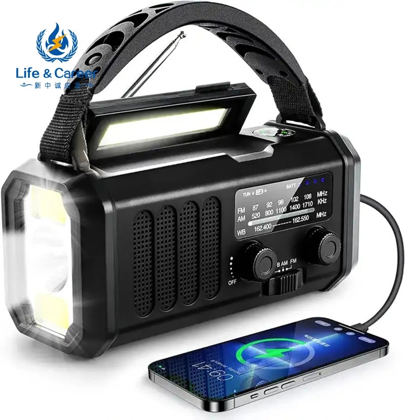Multifunctional Portable Am FM Sw Radio with LED Flashlight MP3 Playback Function Hand Crank Power