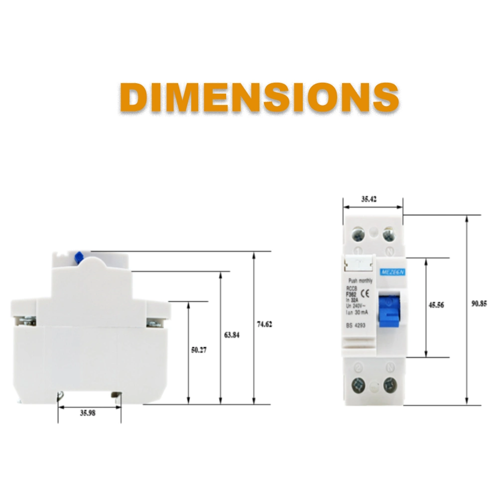 High quality/High cost performance  2p RCCB 10mA 30mA 100mA 2 Phase Residual Current Circuit Breaker ELCB