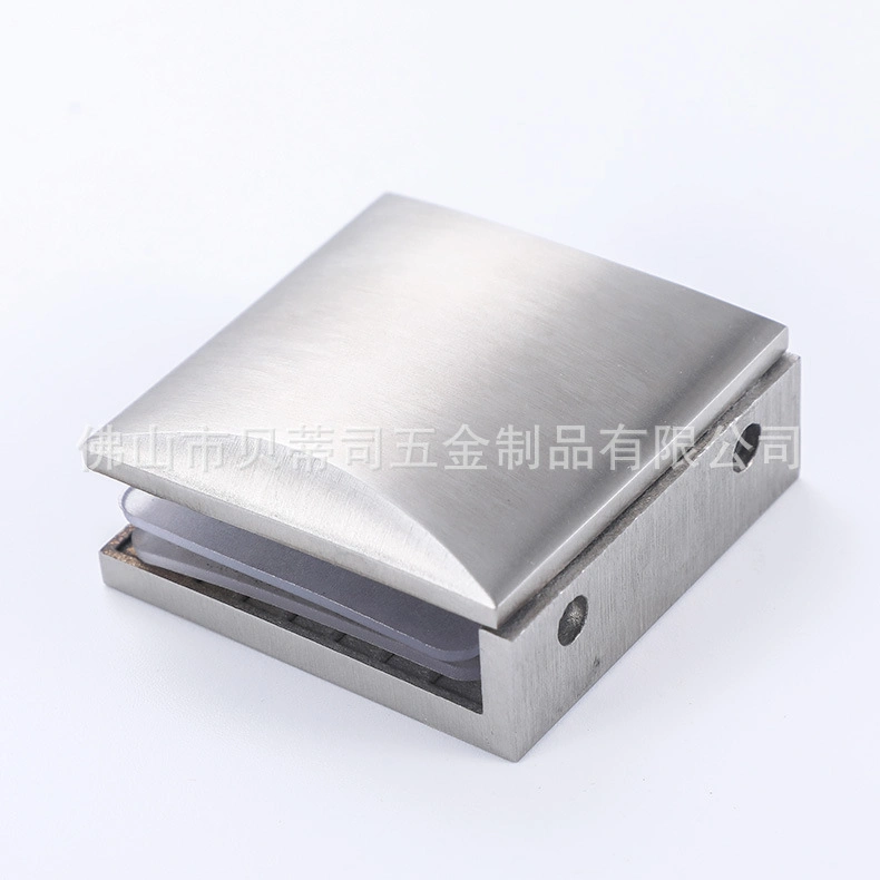 Brushed-Stainless Finish Square Clamp Bracket Retaining Clip Patch Fitting for Shower Enclosure