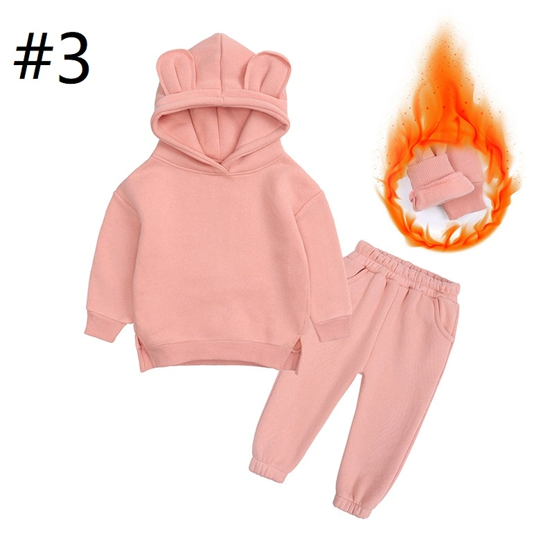 Kinder warm Hoodie Set 2023 Herbst Winter kleine Jungen und Mädchen Unisex Solid Trainingsanzug Outfits Kleidung 2PCS Kinder Kleidung