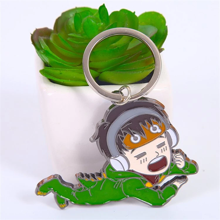 Customized Metal Enamel Keychains Anime Keyrings