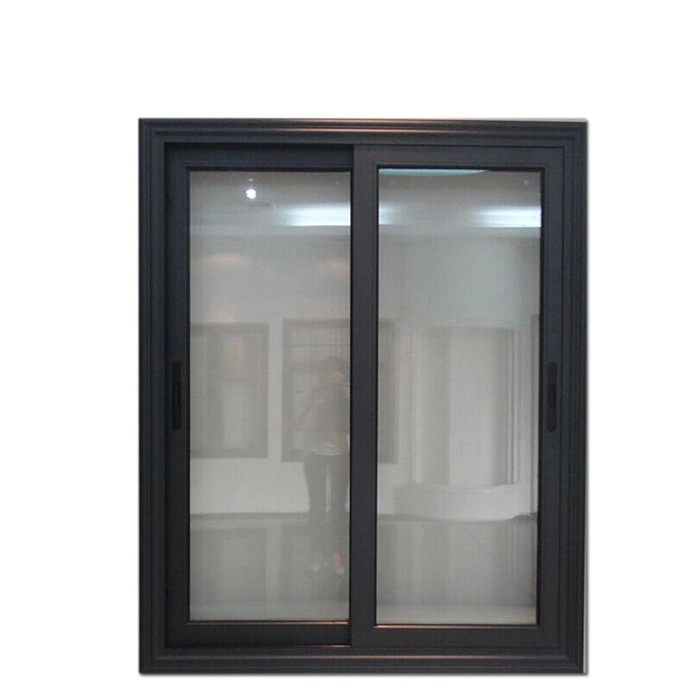 Zambia Heat Insulation Soundproof Fire Rated One Hour Black Double Glazed Aluminum Sliding Window for Restaurant