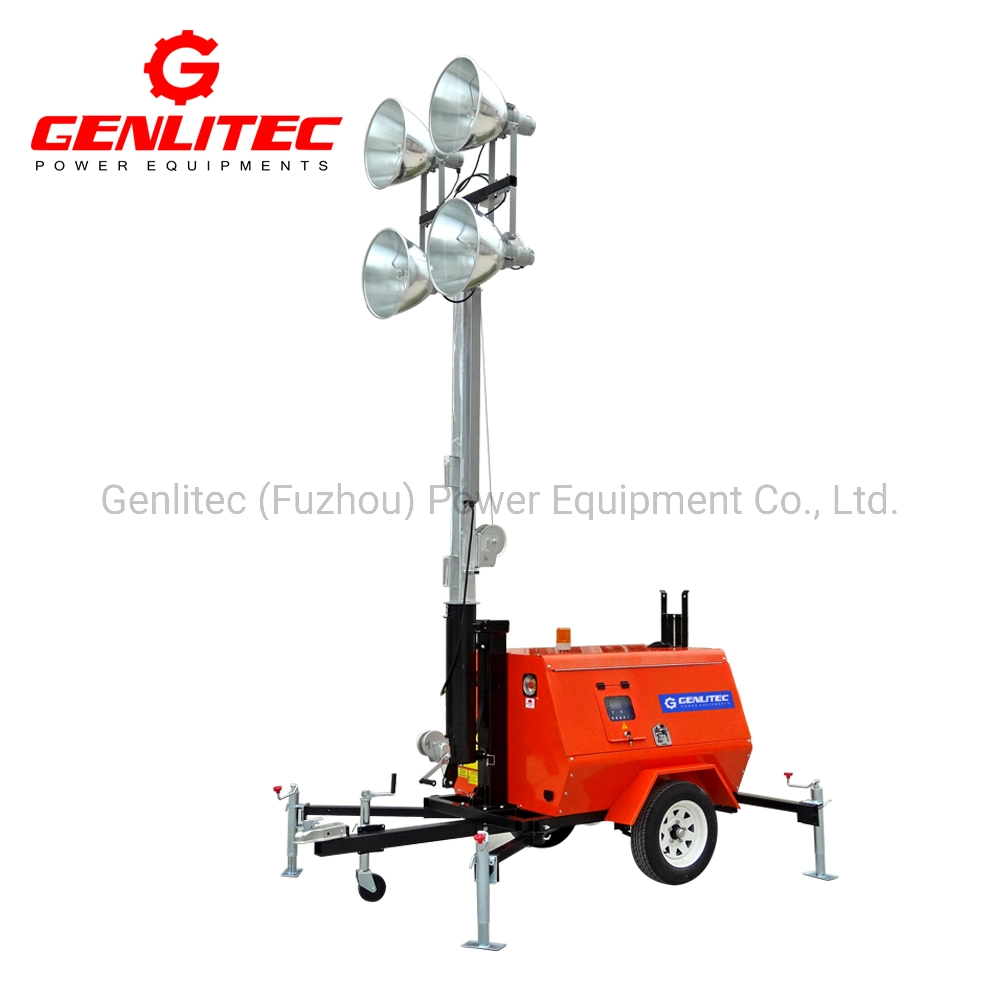 6kw diesel Kubota móvil generador de Torre de Luz con 4*Las luces de 1000W