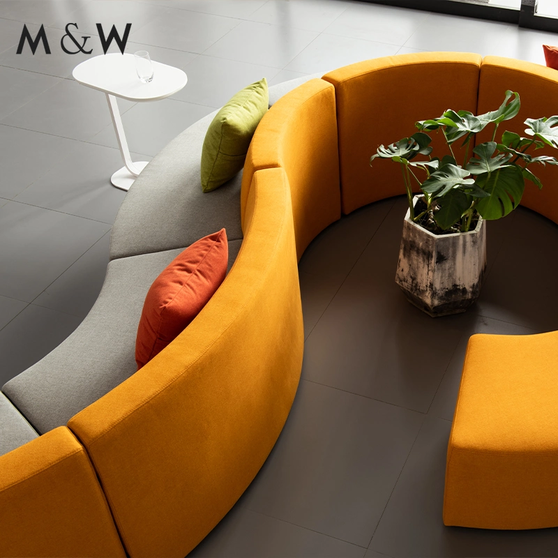 M&W Free Combination Infinite Extension S-Shaped Fabric Curved Office Reception Lobby Sofa Set Design