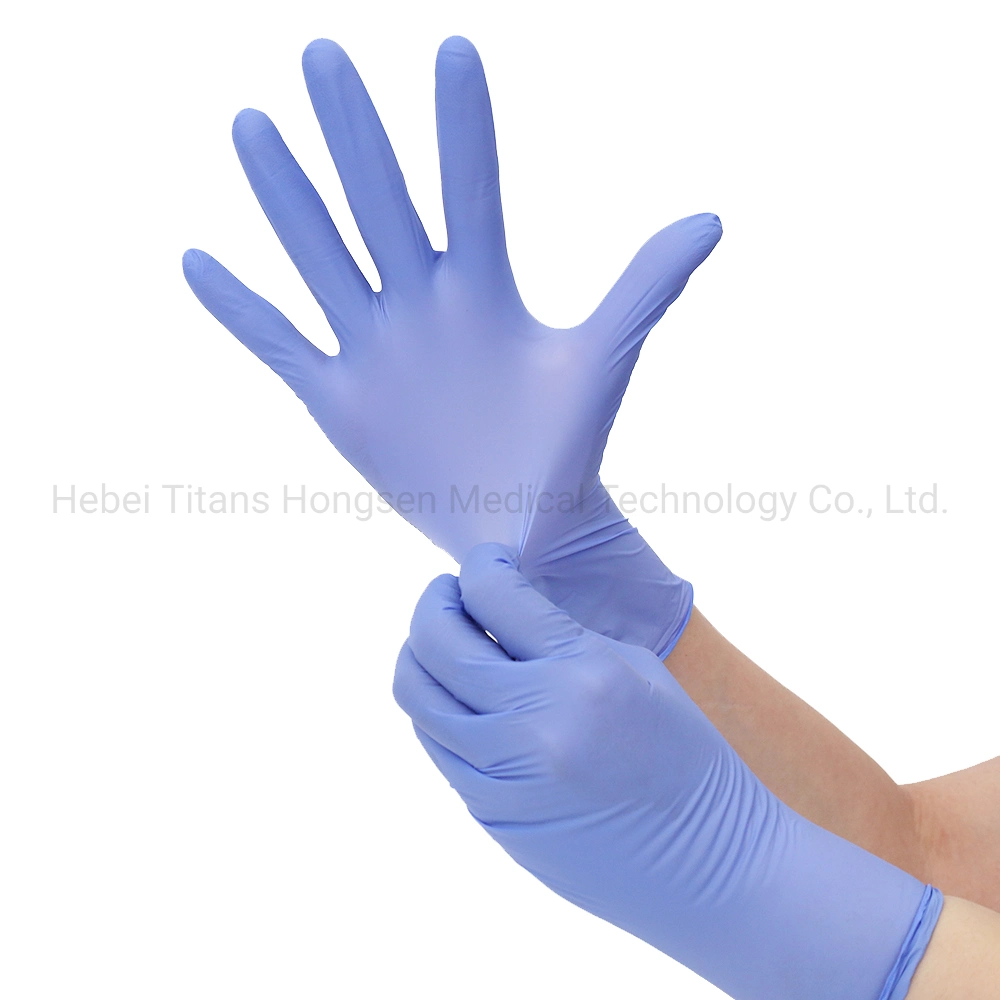 Titanfine Professional Manufacturer Blue Nitrile Disposable Gloves Powder Free