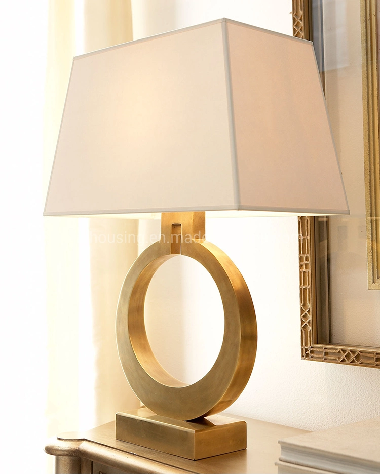 مصباح طاولة من الرخام بتقنية LED للقراءة الفاخرة باللون الذهبي مع ظل من القماش بالنسبة إلى فيلا ZF-Cl-020