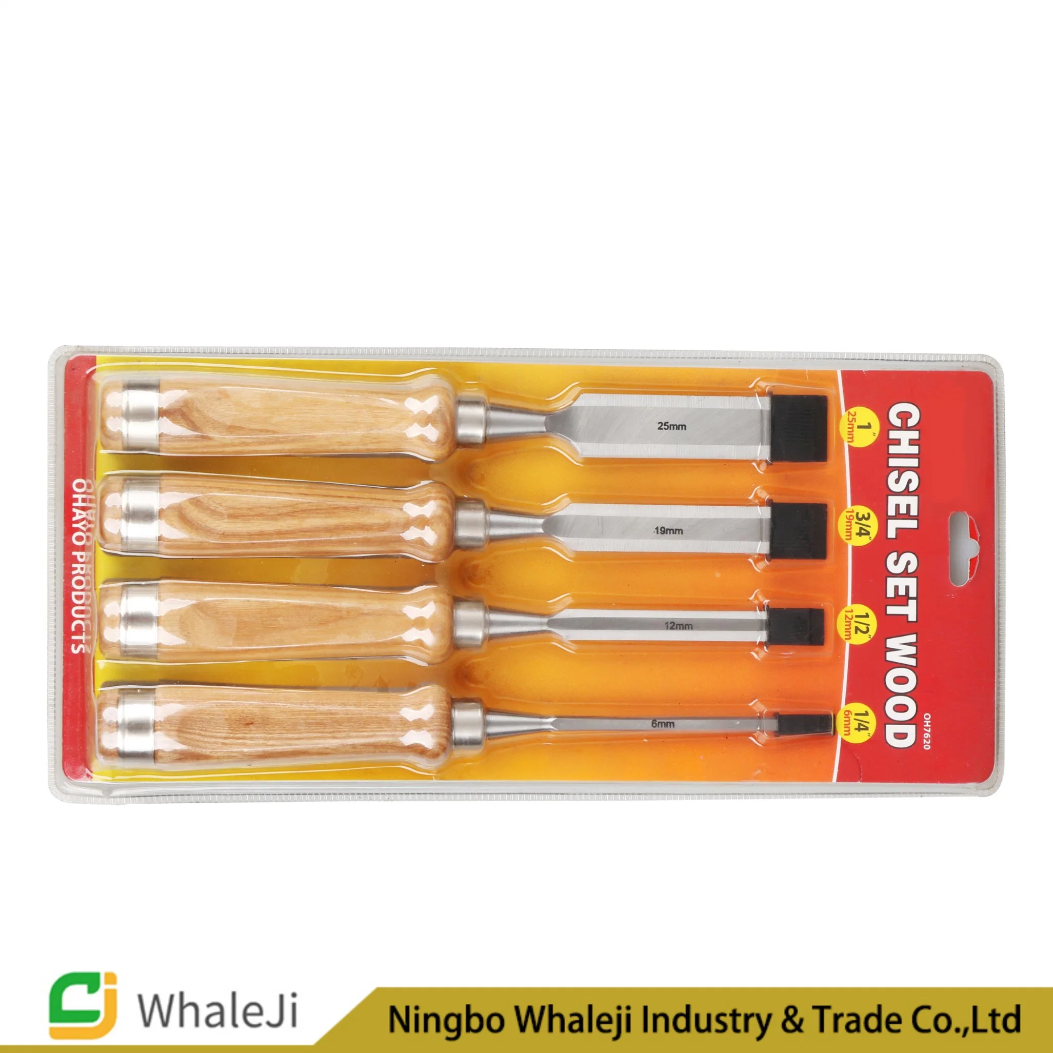 4-Piece Woodworking Chisel Tool Set with Wooden Handle