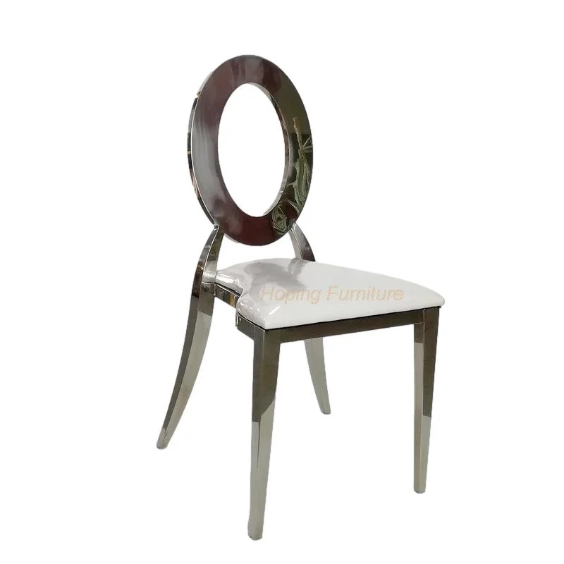 Wholesale Price French Restaurant Interior Silver Stainless Steel Restaurant Dining Furniture Wedding Chair