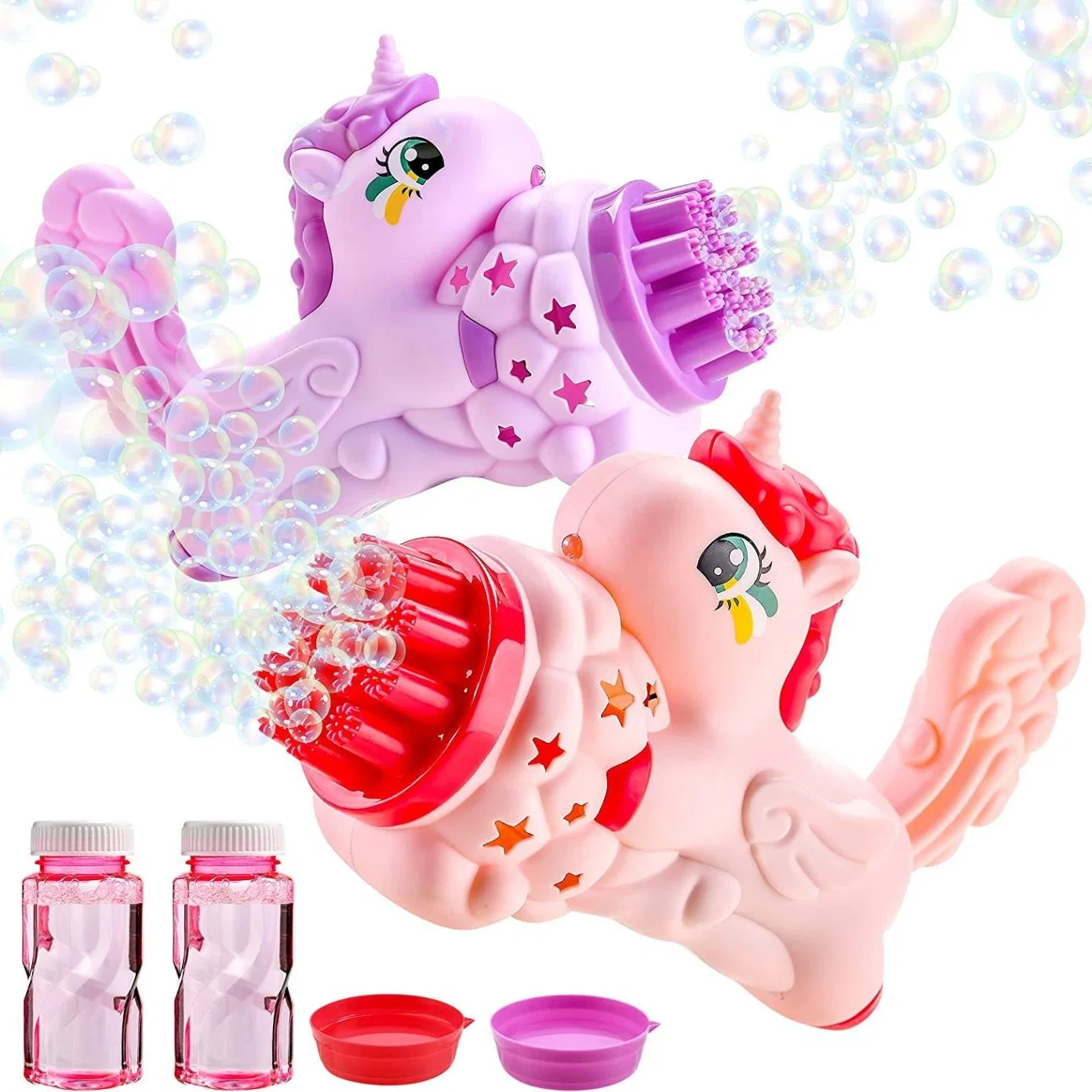 Los niños burbuja Bazooka lanzador de la burbuja de la Pistola caliente 2023 Unicorn Bubble-Gun-juguete con la luz para los niños Cotillón actividad al aire libre