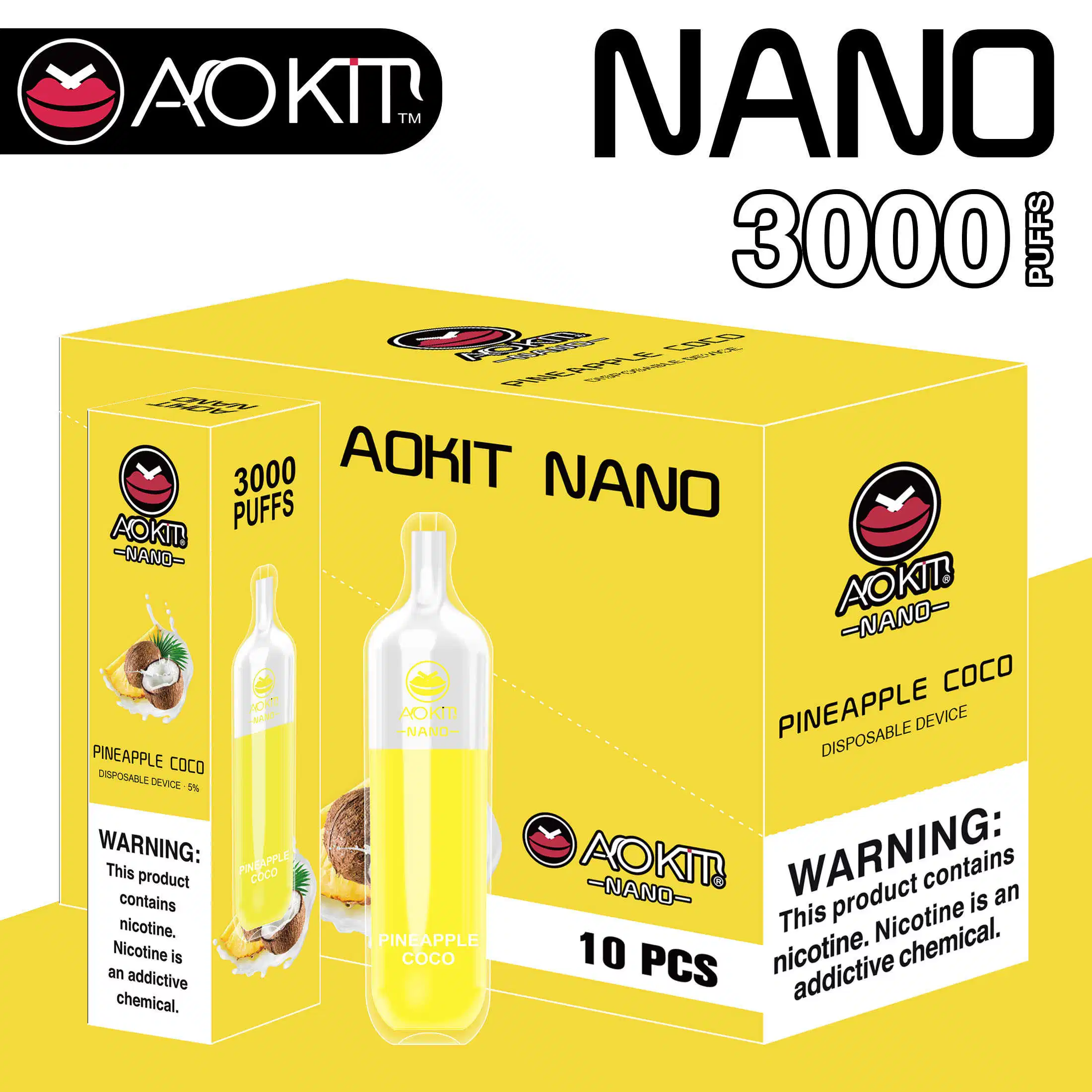 3000puffs Big Puffs Smoking Vape Pen Aokit Nano vape From Aokit Original Factory