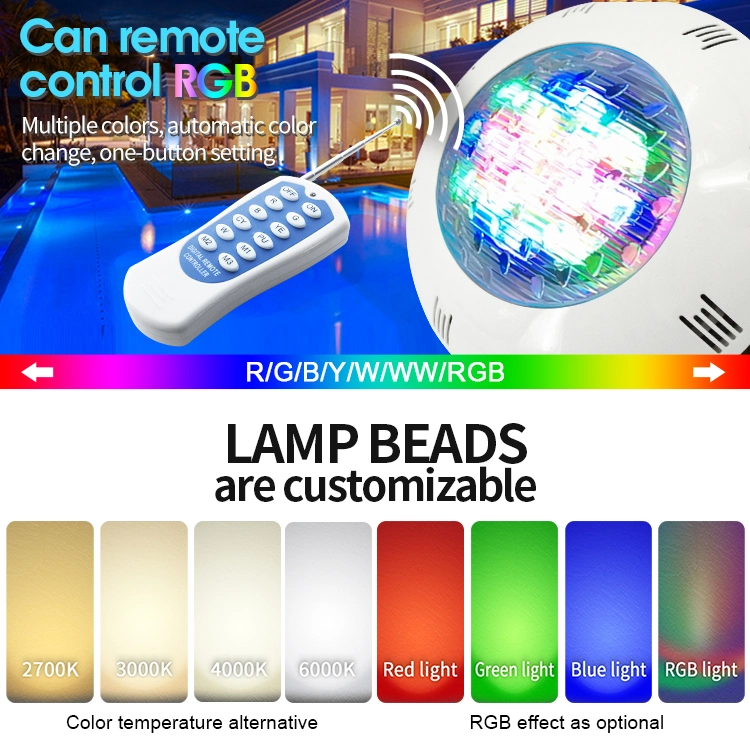 IP68 Rate 6W 9W 12W 18W ABS Plastic Warmwhite White RGB Effect Lights Swimming Pool