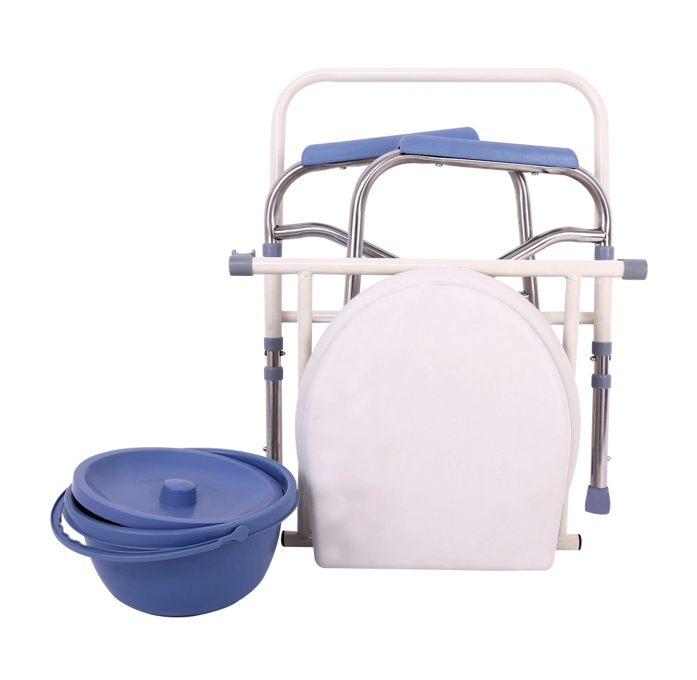CE Soins de santé de haute qualité de l'ISO réglable en hauteur commode de loisirs de pliage toilettes chaise sans roulette
