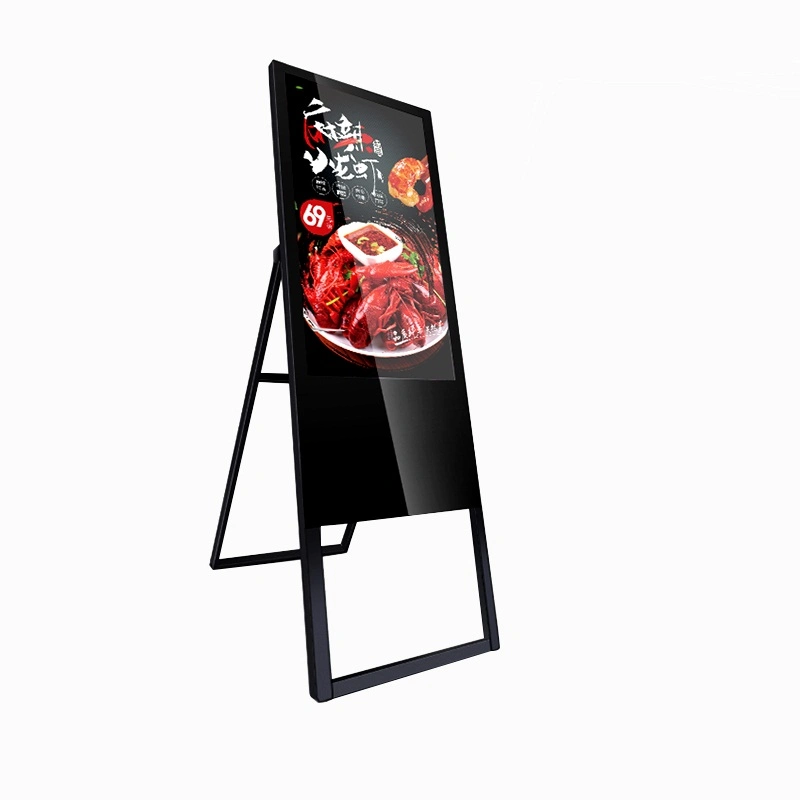 43-Zoll-Boden stehend faltbare Werbung Digital Signage LED LCD-Display Tragbarer Video Media Ad Player für Restaurant/Hotel/Promotion