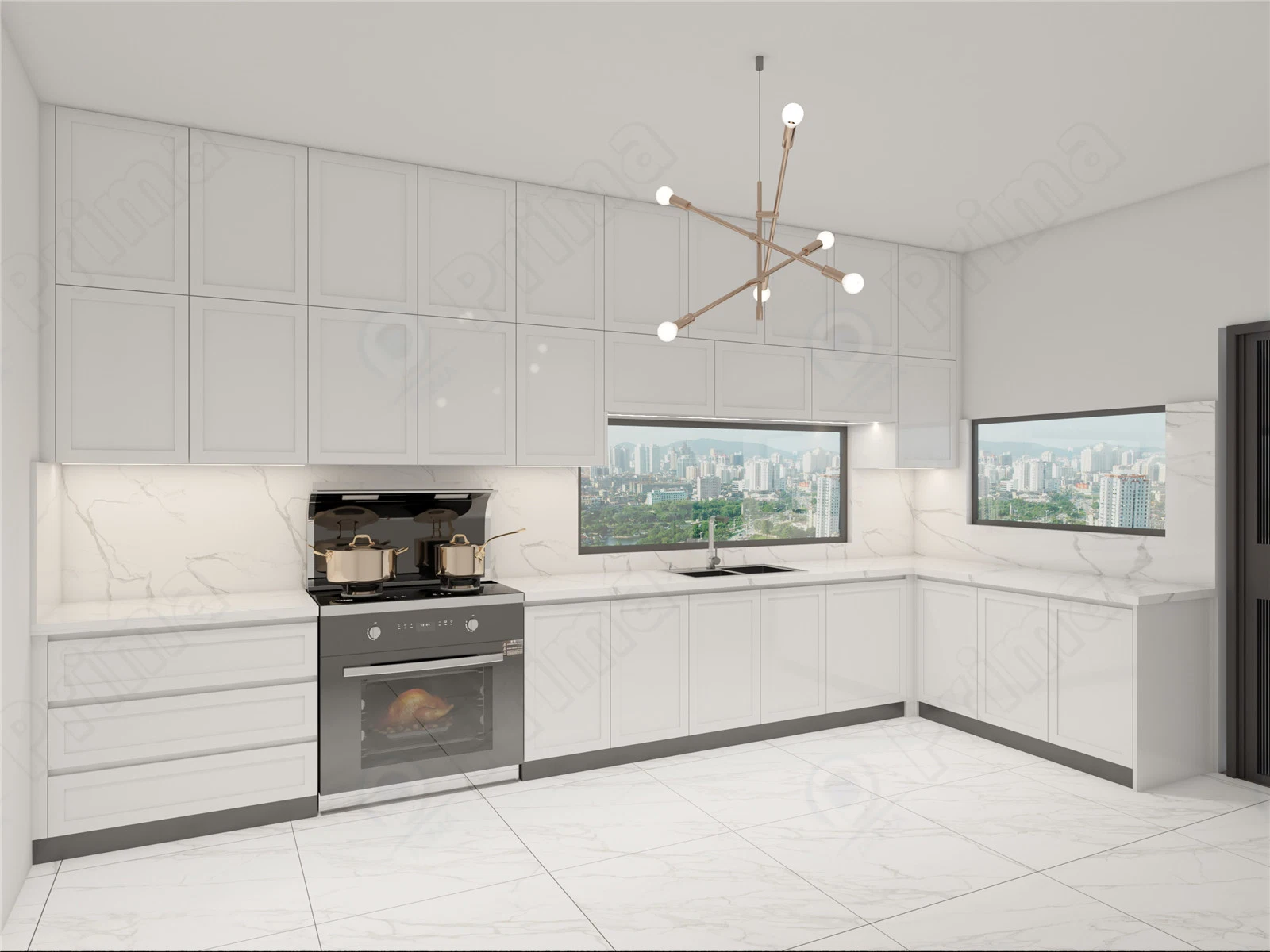 Prima Modern Design Kitchen Furniture White Shaker Kitchen Cabinets Modern Kitchen