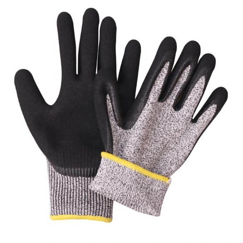 15g 18g Gray Hppe Lined Nitrile Coated Foamed Working Gloves with Soft Comfortable Textile