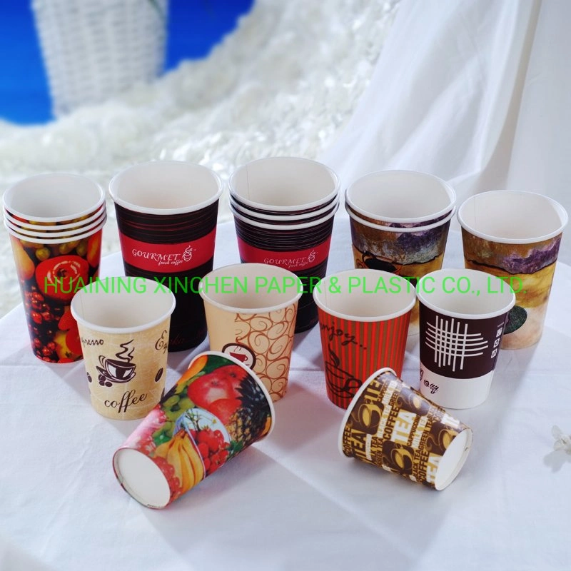 Original Factory Custom Company Logo Printed Disposable Single Wall Paper Cups for Hot Coffee