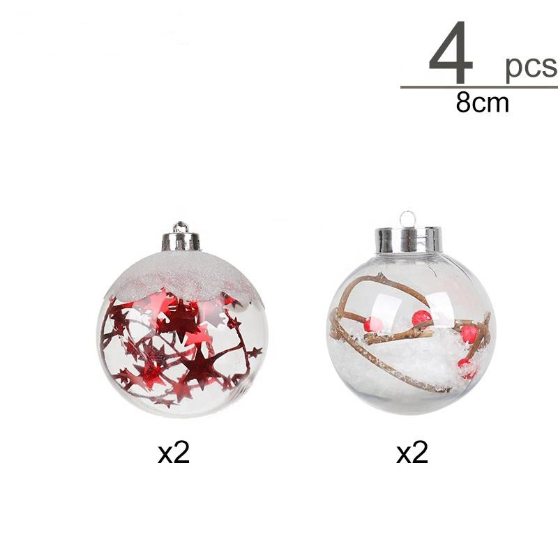 2023 Ready to Ship Transparent Colorful Christmas Transparent Plastic Hanging Ball