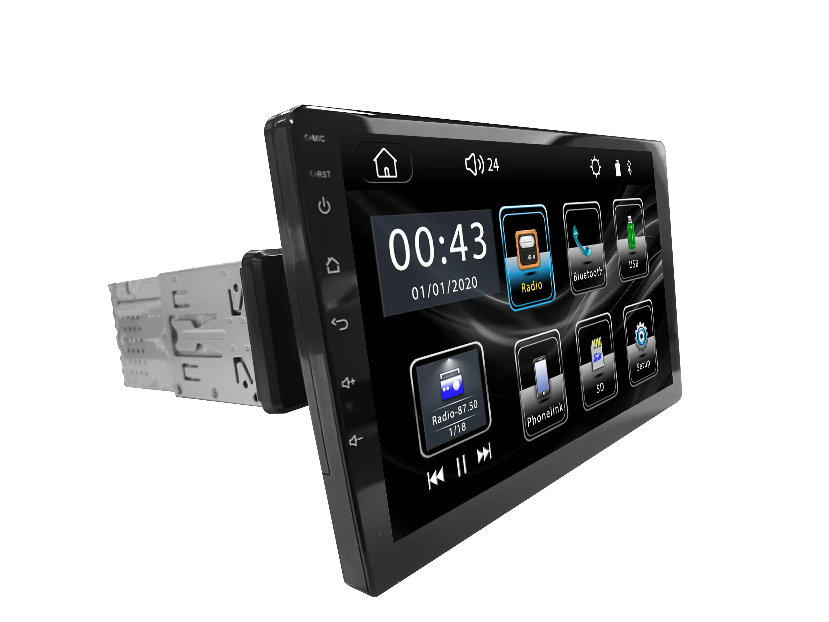 راديو سيارة عام 1DIN قابل للدوران بنظام 360 راديو استريو DVD شاشة سيارة Android الدوارة قياس 10.1 بوصة لنظام الملاحة من المشغل بنظام تحديد المواقع العالمي (GPS) مشغل الوسائط المتعددة