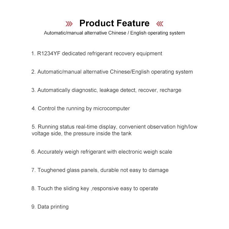 Car A/C Auto Refrigerant Recovery Machine Equipment for Service Station R1234yf Dedicated Refrigerant Recovery Equipment