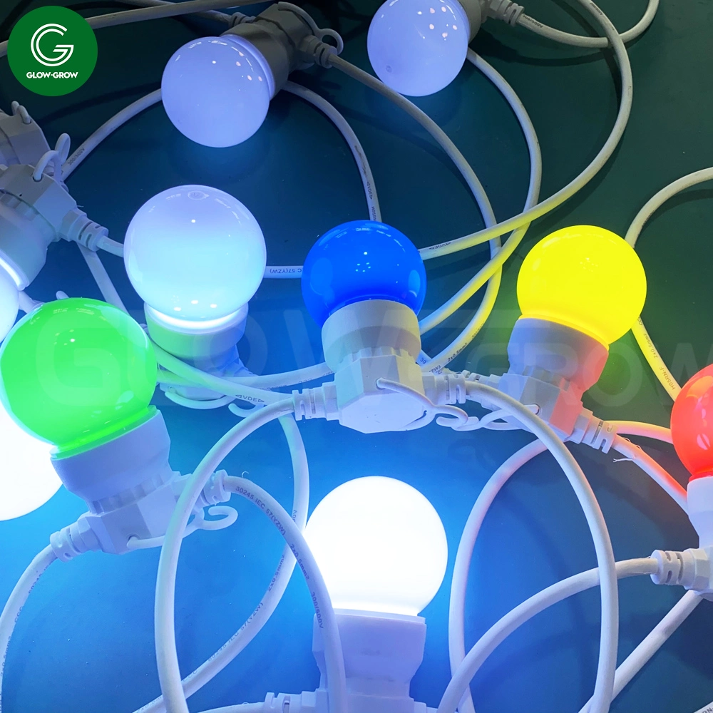 Factory Outdoor Waterproof RGB Christmas Replaceable G45 Bulbs LED Festoon String Light with White Cable for Xmas Ramadan Wedding Home Easter Decoration