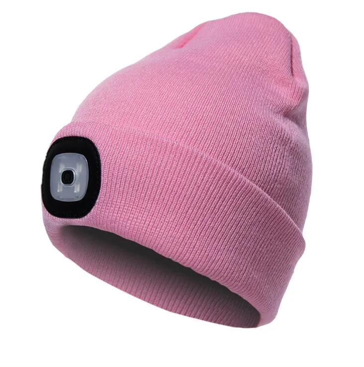 USB Rechargeable 100% Acrylic LED Winter Beanie Hat with Light