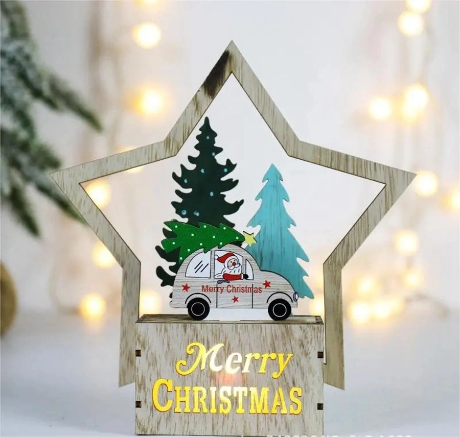 Creative Christmas Gifts Christmas Decorations Wooden Christmas Tree LED Light Cabin