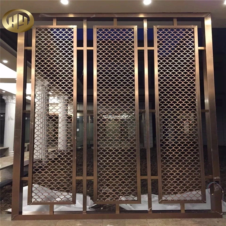 Metal Stainless Steel Wood Grain Partition Hotel Lobby Floor-to-Ceiling Metal Corten Screen