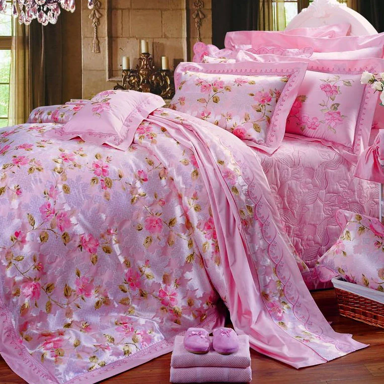 Custom Polyester Floral Printed Bed Sheet Fabric Bedding Set Textile